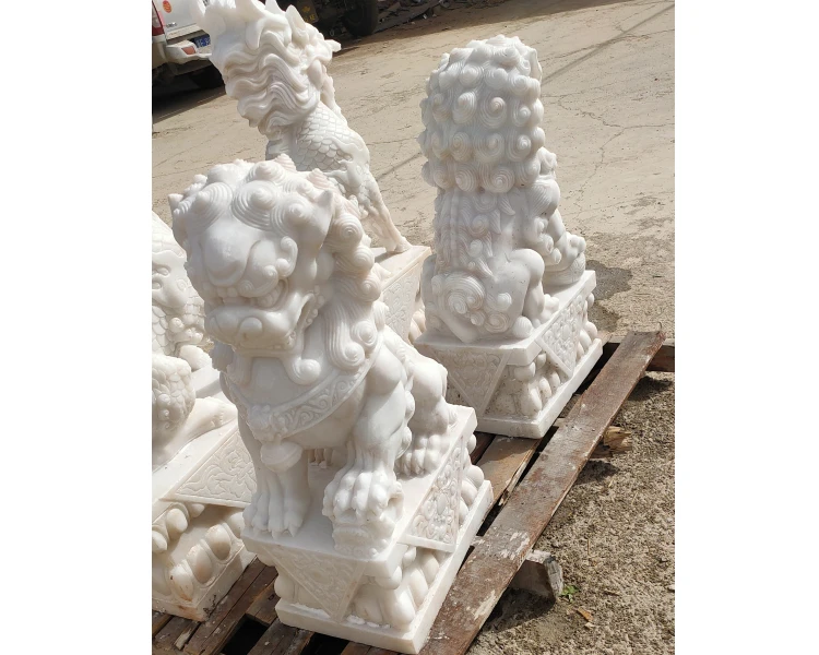 Marble Fountain and Sculpture With Angel and Lion Lions Carving Sculpture Garden Carving Statues Deposit Only