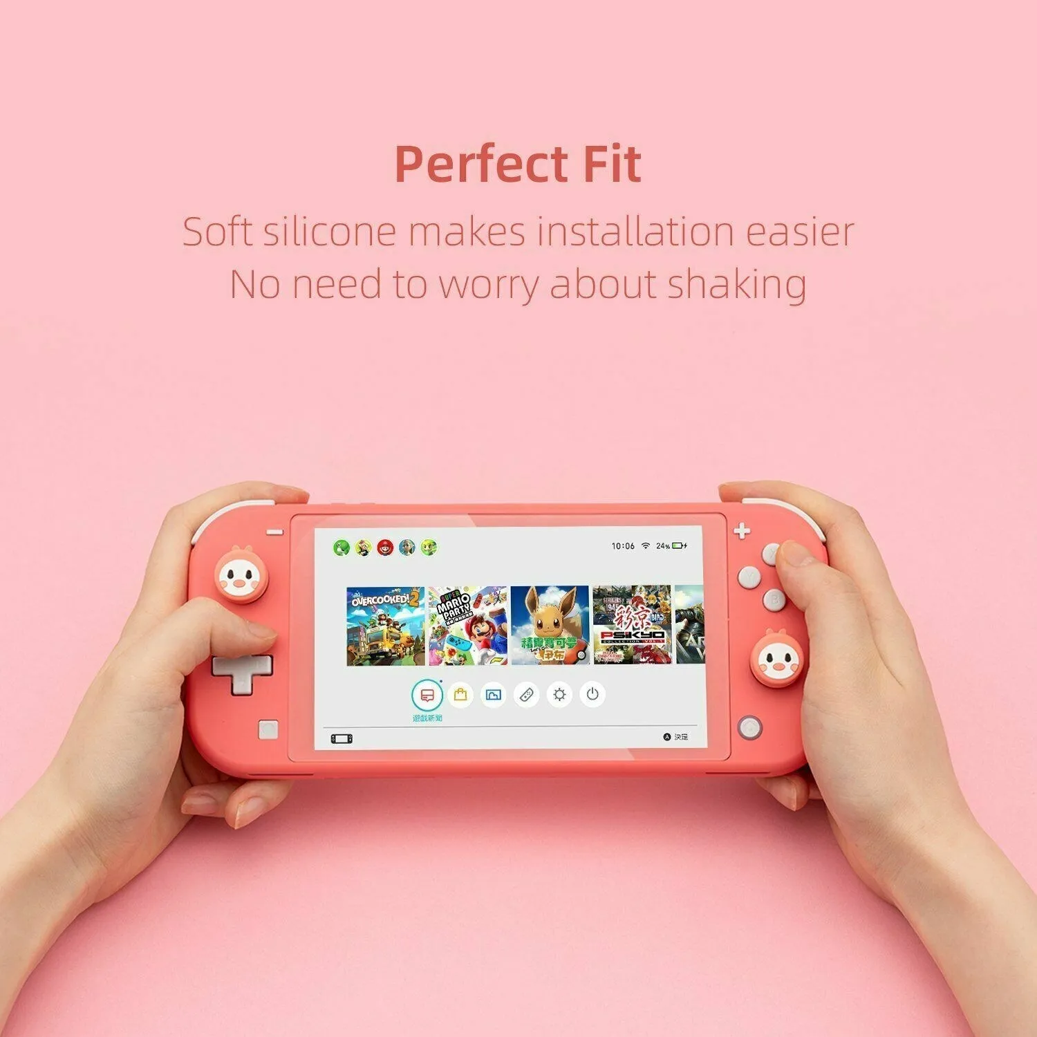 GeekShare-Thumb Grip Caps para Nintendo Switch, Joystick Cover, Série Animal, OLED Lite, Acessórios Nintendo Switch, 19 Tipos, 4Pcs