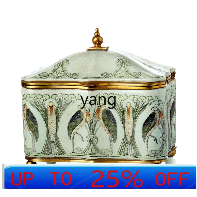 lmm  Vintage Upscale Ceramic Storage Tank Living Room Home Storage Box Candy Box