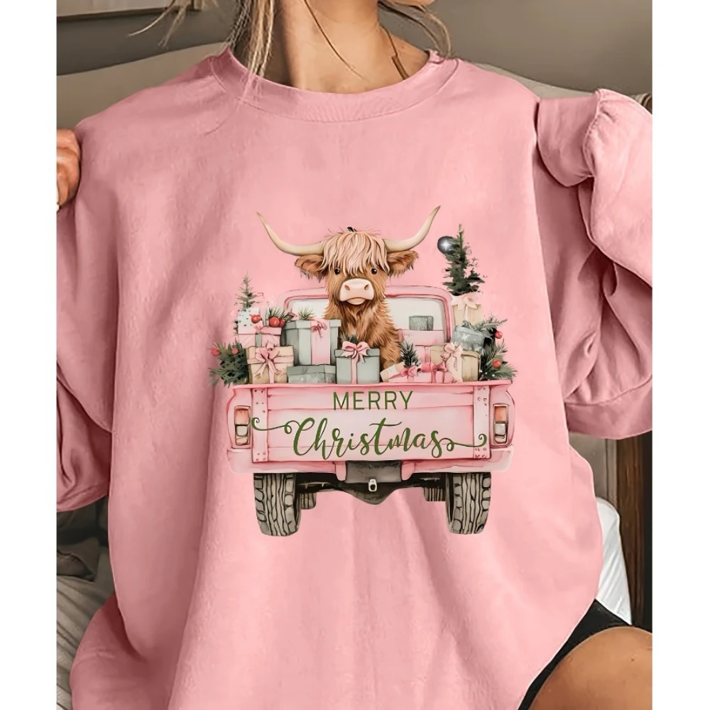 Sweat à capuche imprimé Yak de noël, automne et hiver, garde au chaud, survêtement à épaules tombantes, vêtements de sport confortables de personnalité