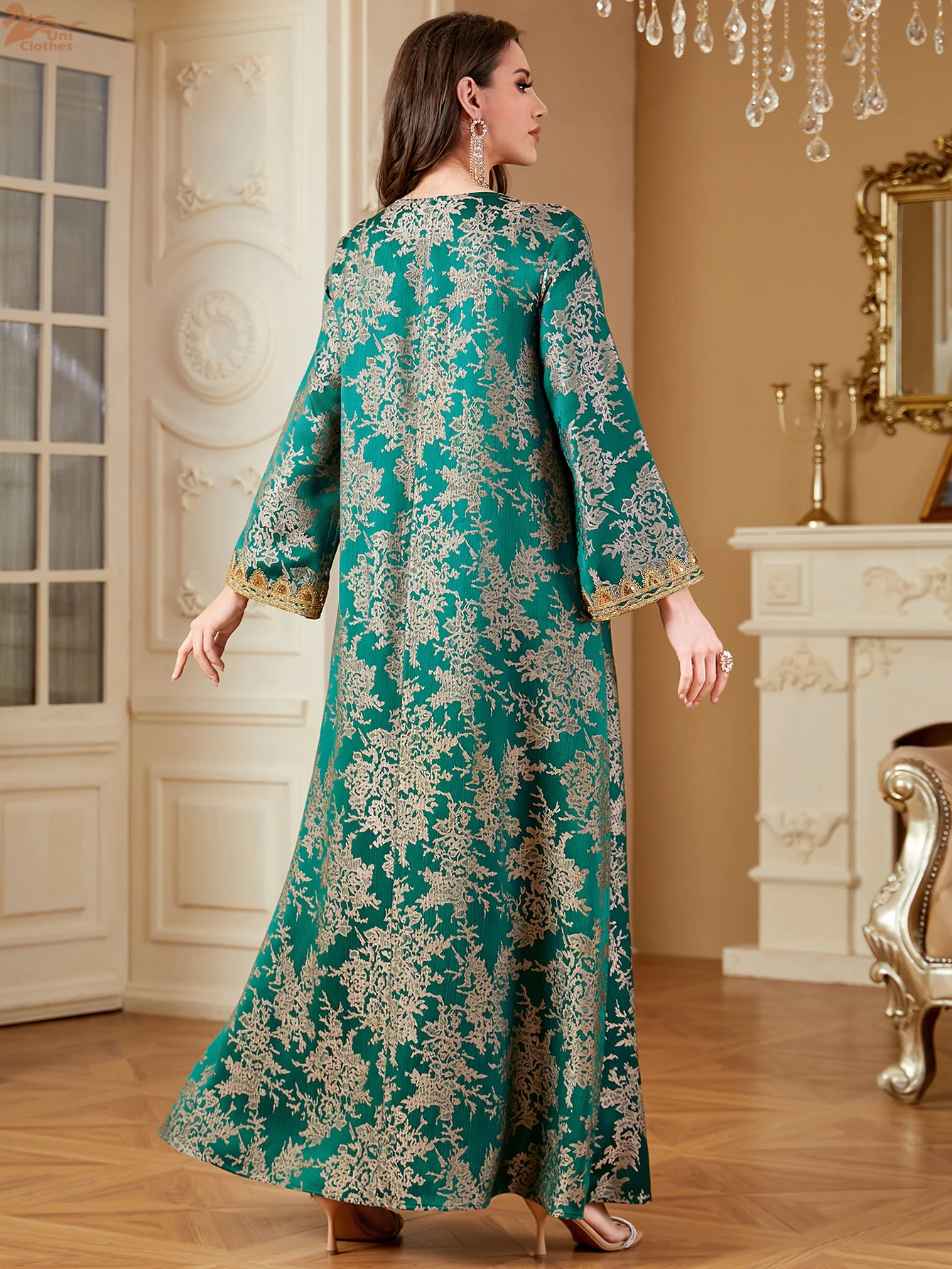 Uni Luxus Frau Abendkleid Muslimischen Pailletten Stickerei Abaya Jacquard Kaftan Marocain Femme 2026