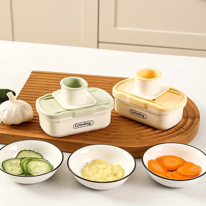 Household Manual Garlic Grinder 2 In 1 With Hand Guard Ginger Grinding Grater Mini Plastic Garlic Planer Baby Complementary Food