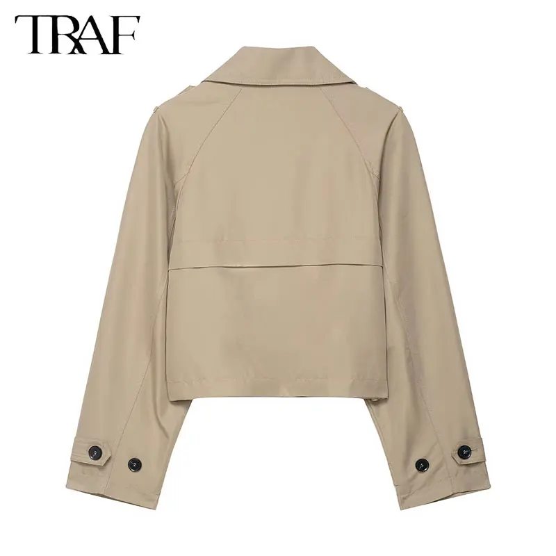 TRAF élégant automne angleterre 2025 femmes coupe-vent droit Double boutonnage mode Vintage Streetwear décontracté femme vent manteau