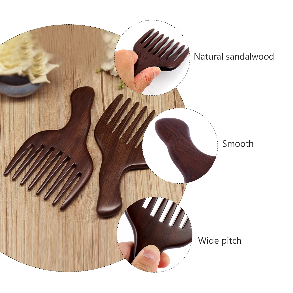 

Black Ebony Massage Comb Smooth Lines Natural Shape Scalp Massager Wood Comb Detangling Paddle Unique Gift Hair Care Styling