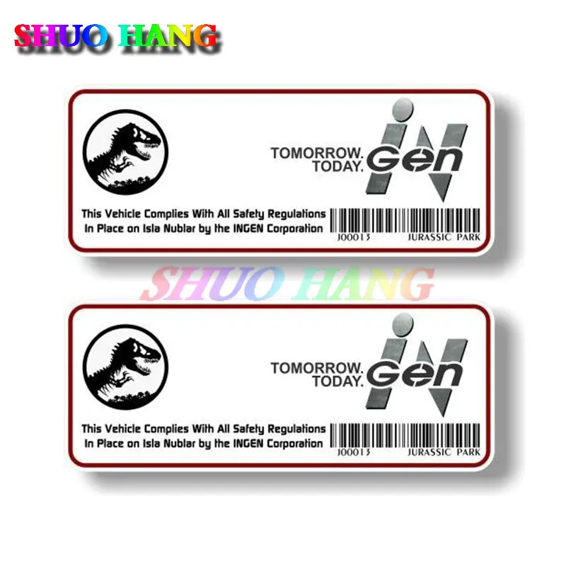 2X Jurassic Park Compliance Scanning Vehicle Vinyl Door Stickers Car Racing Motorcycle Helmet Camping Laptop Snowboard Decals