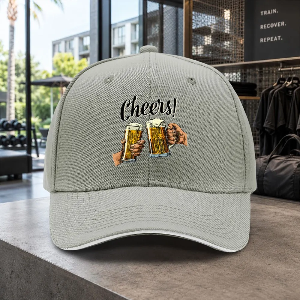 Cheers Beer Print Baseball Cap Unisex Adjustable Lightweight Cap for Concerts Parties Birthdays Christmas Gifts