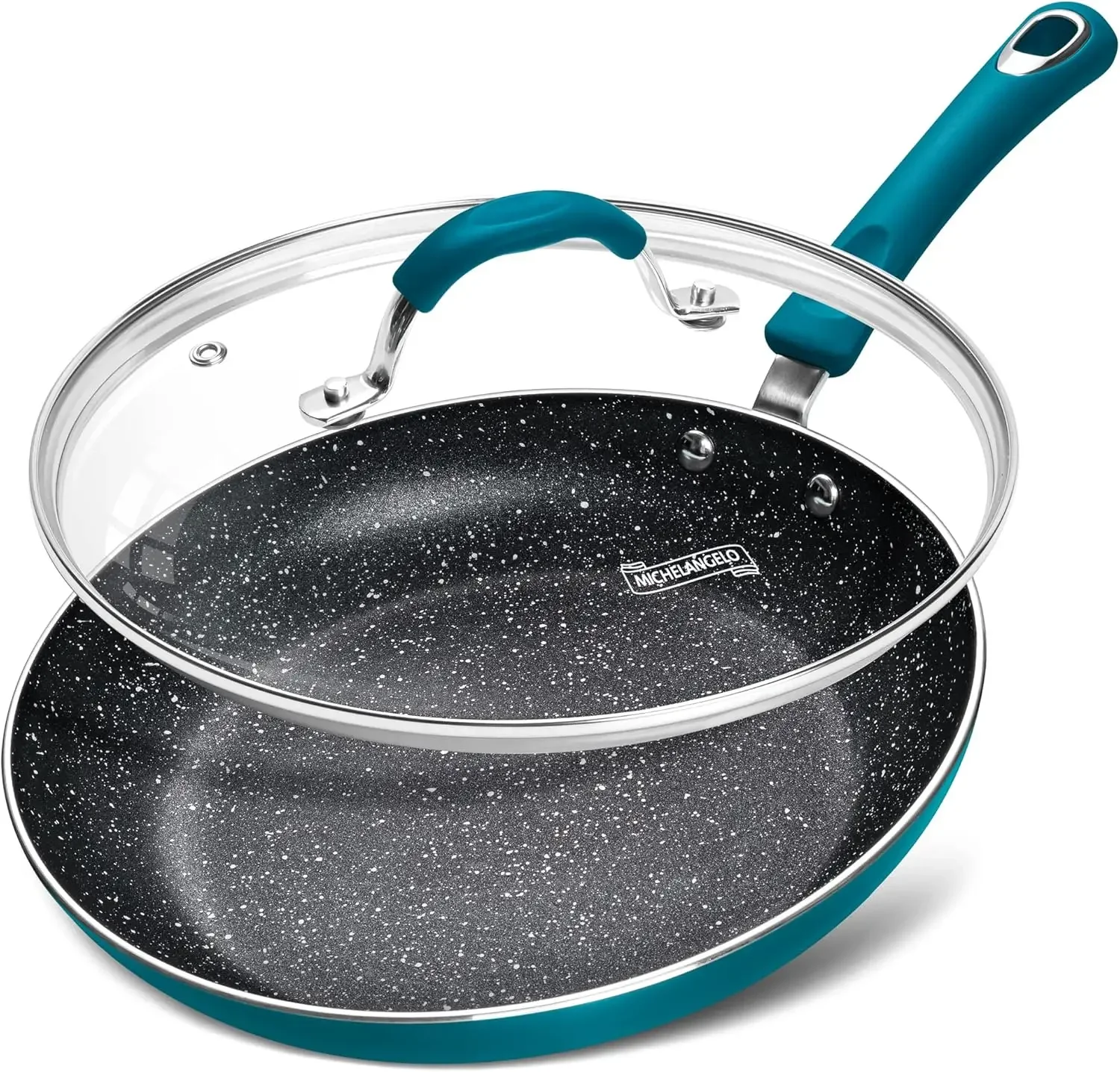 Nonstick Frying Pan with Lid 10 Inch Frying Pan Nonstick, Enameled Non Stick Frying Pan with Silicone Handle Nonstick Skillet