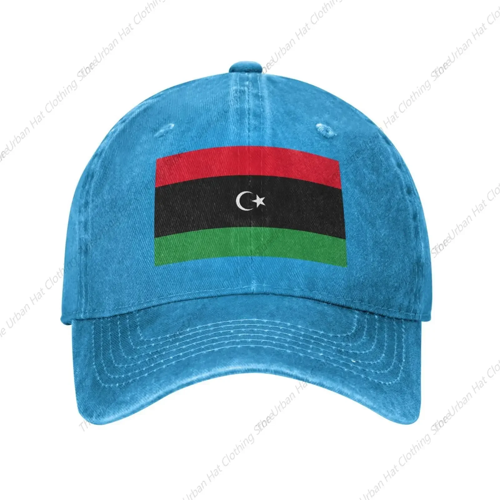 

Libyan Flag Baseball Cap Adjustable Twill Bulk with Ponytail Hole Washed Dad Trucker Hat for Men Women