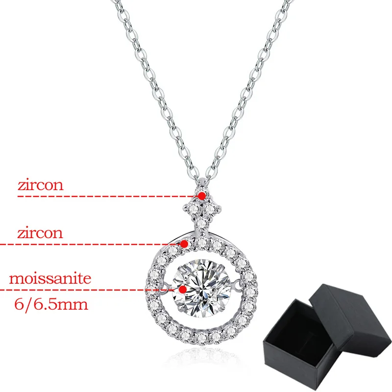 Smyoue 1/0.8 CT Moissanite Pendant For Women Simulated Diamond Necklace S925 Sterling Silver Jewelry Girl Valentine\'s Day Gift