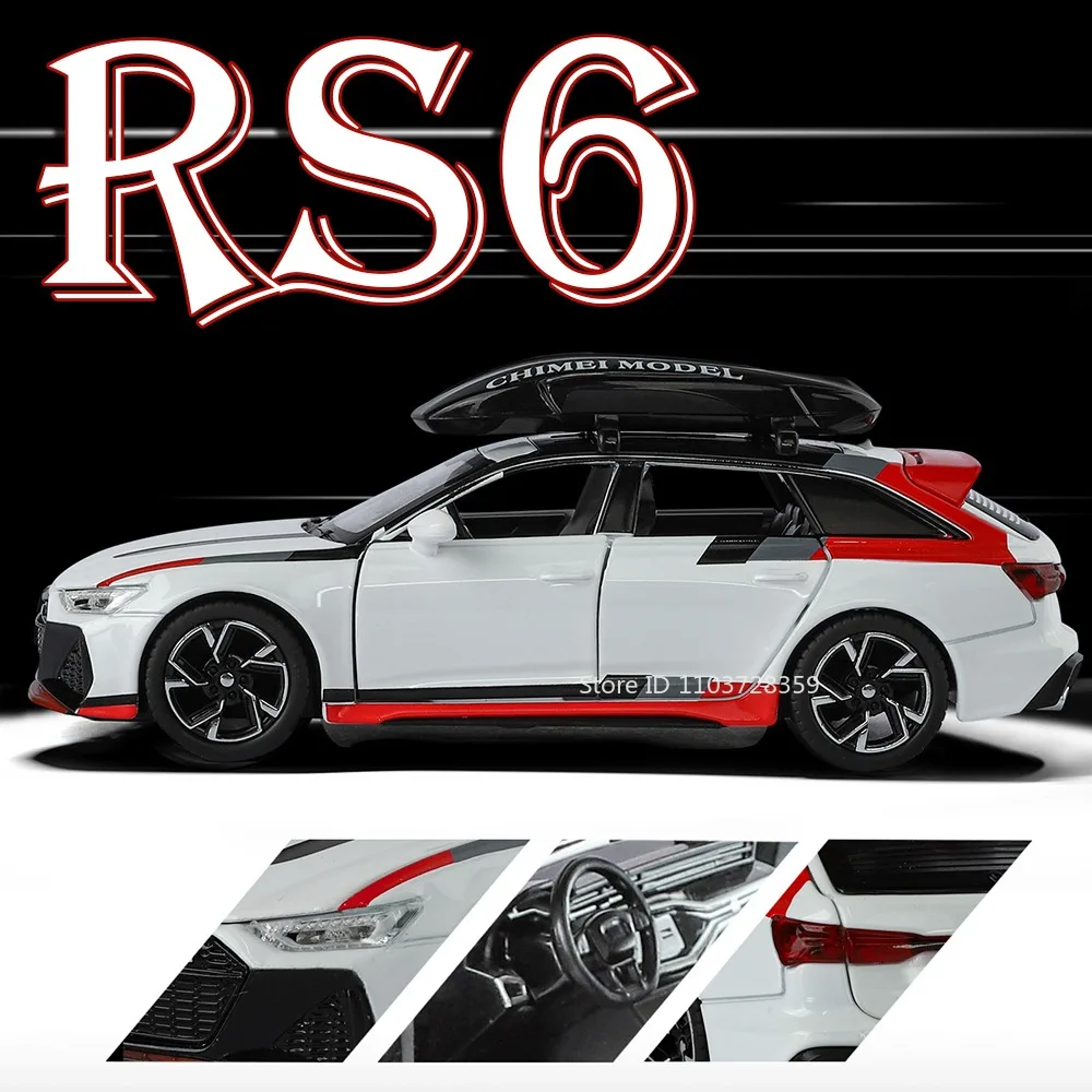 1:32 RS6 A6L modelo coches de juguete aleación Diecast sonido luz puertas abierto tirar hacia atrás neumáticos de goma vehículos en miniatura juguetes para niños regalos