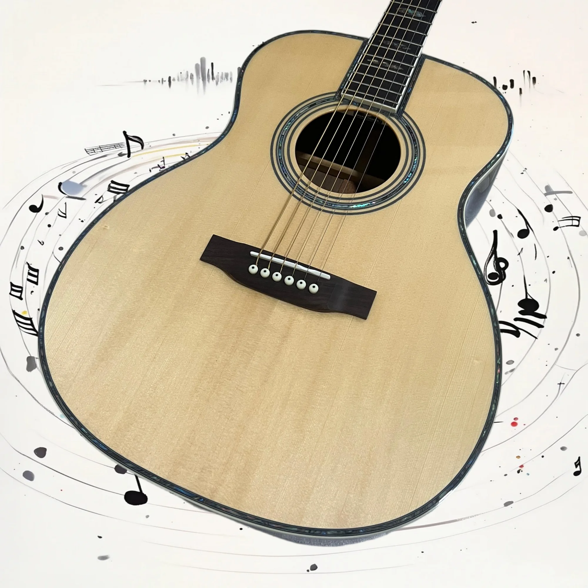 Free Shipping Om45 Acoustic Guitar 41 Inch Body Folk Guitar Natural Finish Wood Guitar Color Inlay Beginner Practice Stage Gift
