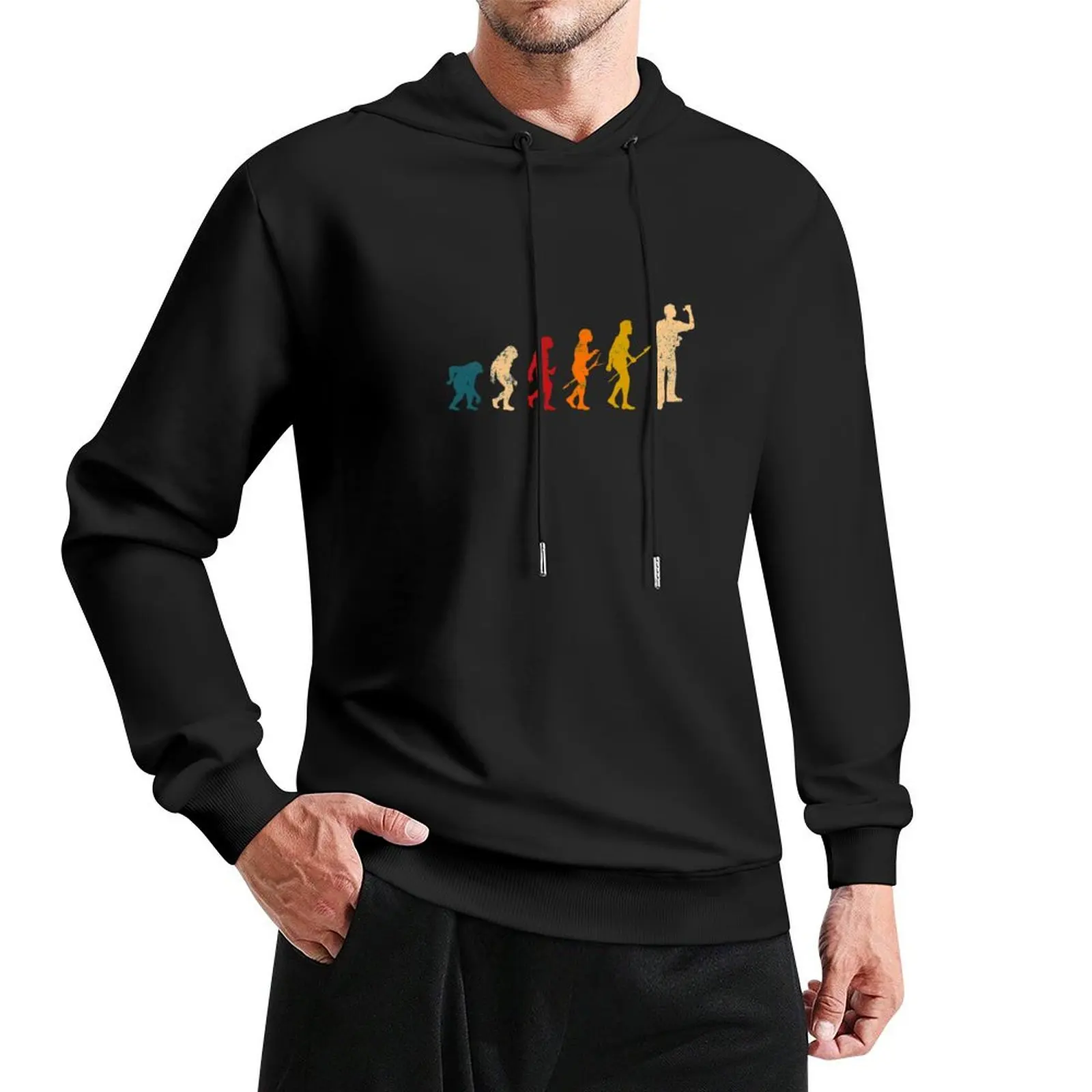 Retro Darts player Evolution Pullover Hoodie autumn korean autumn clothes autumn clothes clothes for men anime hoodie