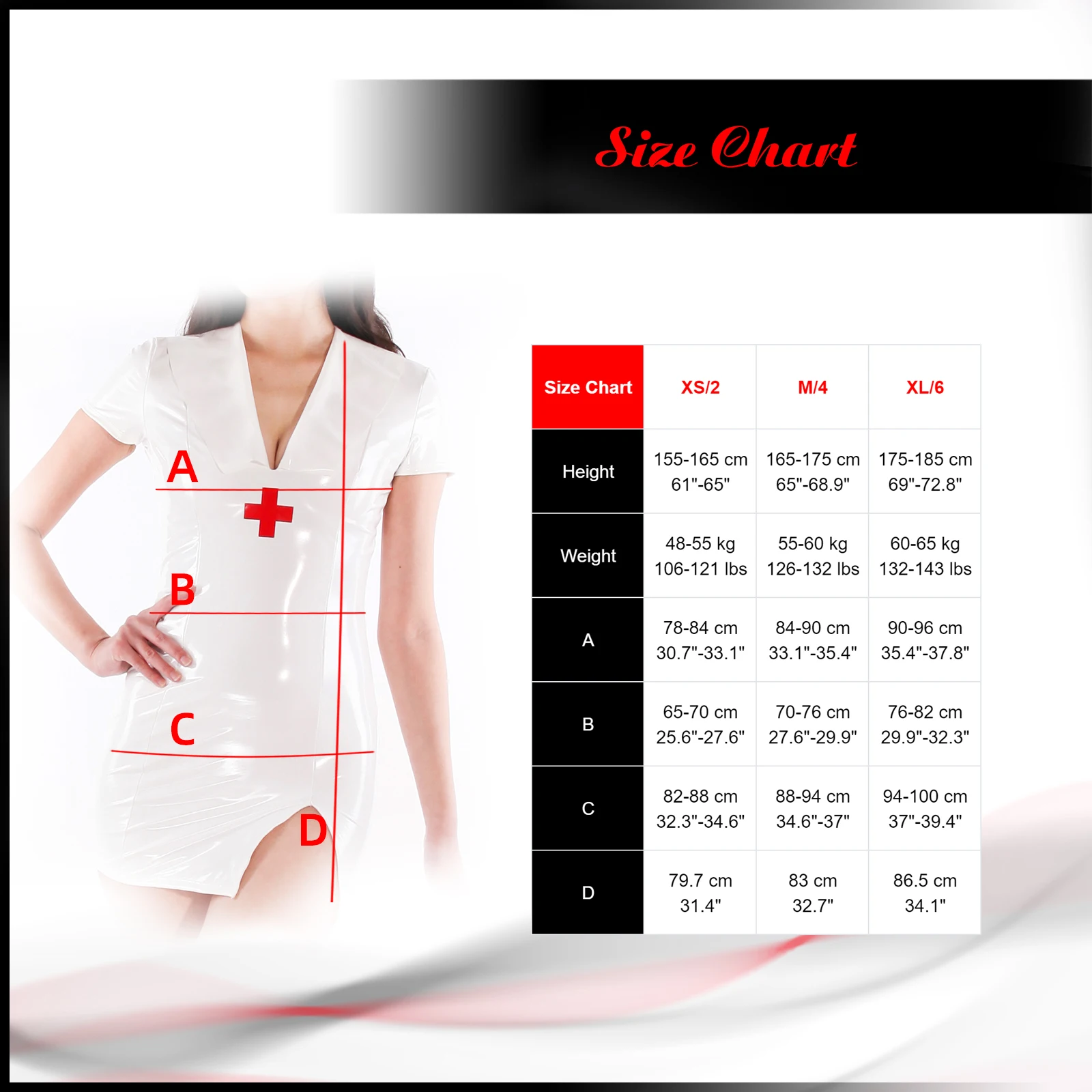 Ftshist Shiny White Patent Leather Nurse Uniform Set PU Leather Short Dress & Nurse Hat Included Sexy Roleplay Costume for Adult
