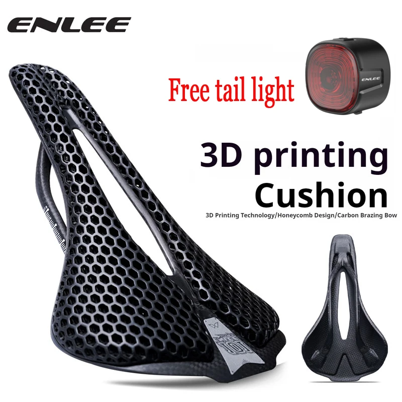 ENLEE Bicycle 3D Printed Saddle Ultralight Carbon Fiber Road Mountain Bike Nylon Cushion Comfortable 3D MTB Saddle Seat