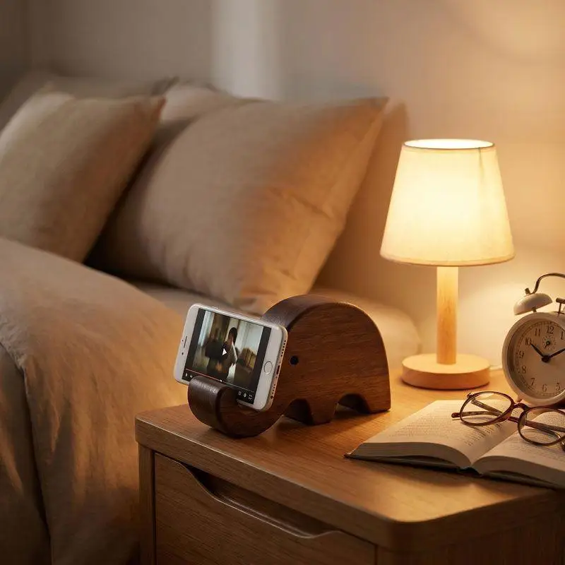 Support de téléphone en bois massif de noyer noir, simple et créatif, présentoir de cartes de visite, décoration de bureau à domicile