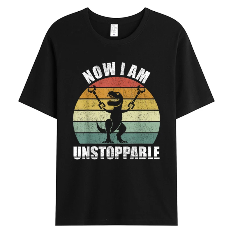 

Футболка с принтом Catch Some Rays Retro Now I Am Unstoppable, забавные футболки T-Rex, черные мужские футболки унисекс из хлопчатобумажной ткани с графическим рисунком