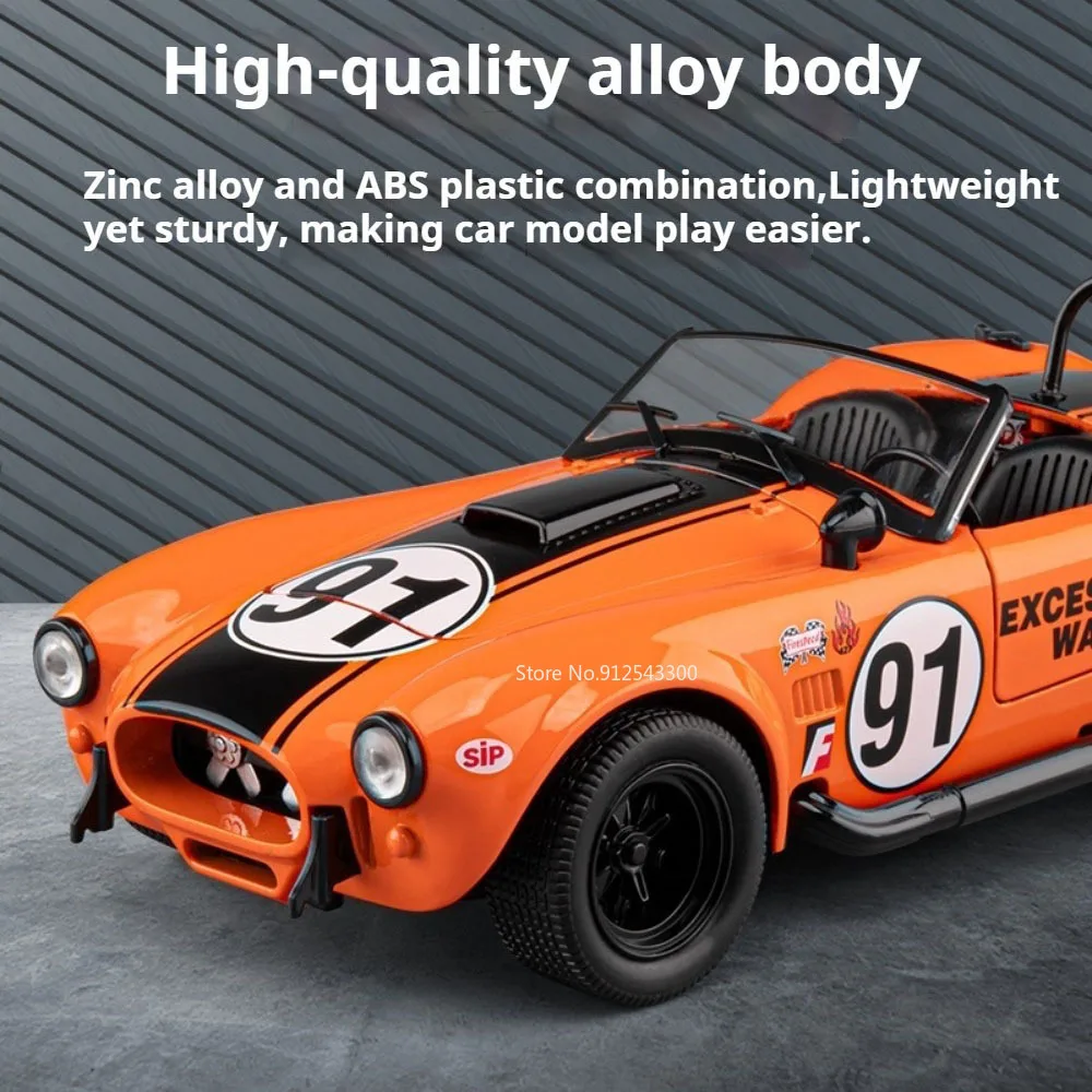 Modellino Auto Sportiva Cobra NA1 1:22 in Metallo Pressofuso con Porte Apribili e Ammortizzatori, Giocattolo Educativo per Bambini