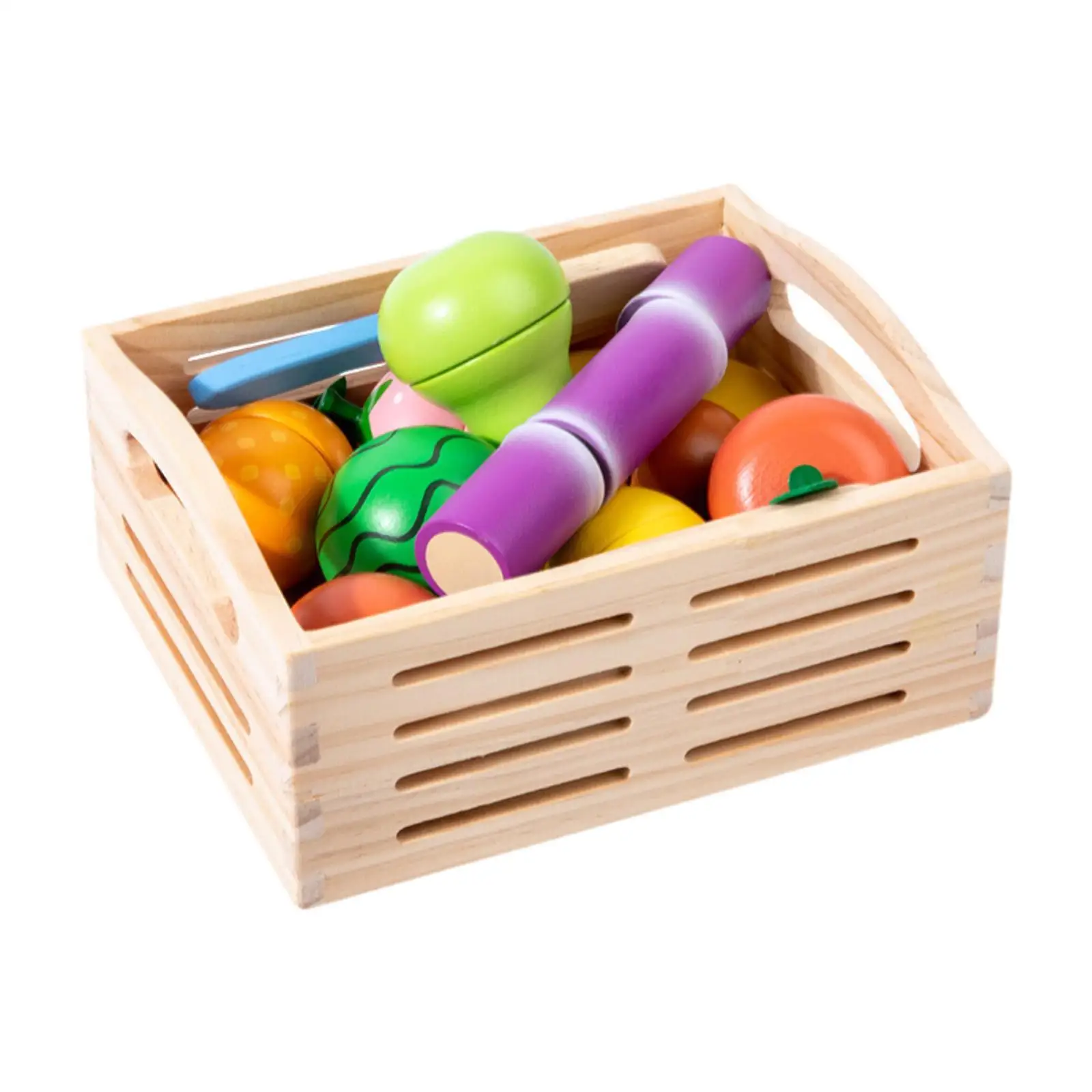 Juego de madera con comida, juego de simulación, regalo para niños y niñas, tabla de cortar de madera