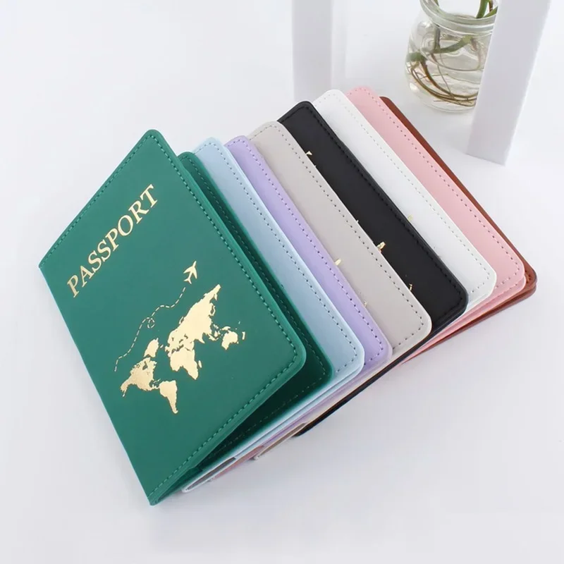 

New Simple Fashion Passport Cover World Thin Slim Travel Passport Holder Wallet Gift PU Leather Card Case Cover Unisex