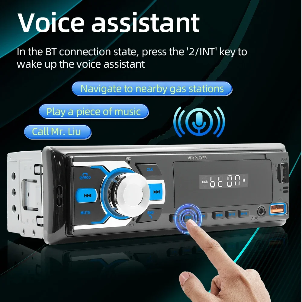 1 Din MP3 Car Radio Bluetooth Multimedia Player Universal Auto FM USB TF AUX Power Protect Stereo Hands-Free APP Find The Car