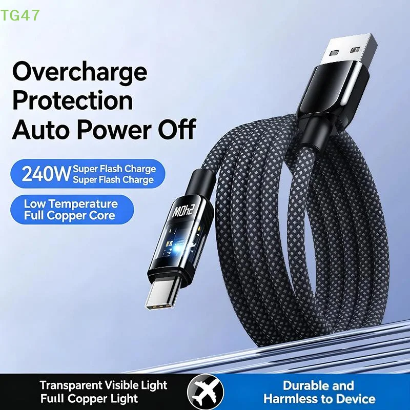 【LS】240W USB Cable Fast Charging For Smartphone 1 Meter /2 Meters Type-C Data Cable