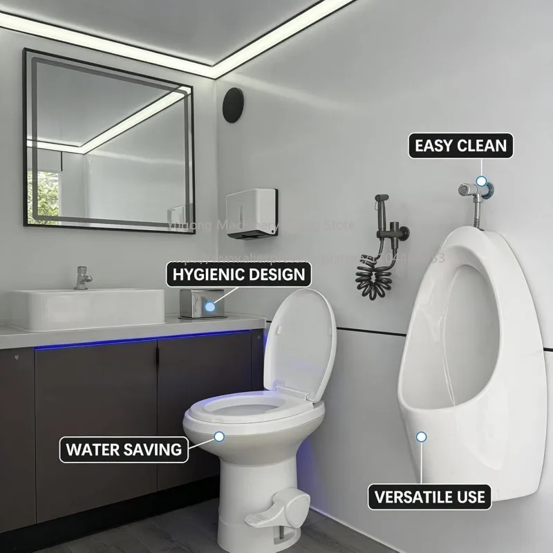 Mobile Bathroom Trailer, Portable Toilet Trailer Customizable Water Connection and Ventilation for Festivals Outdoor Events