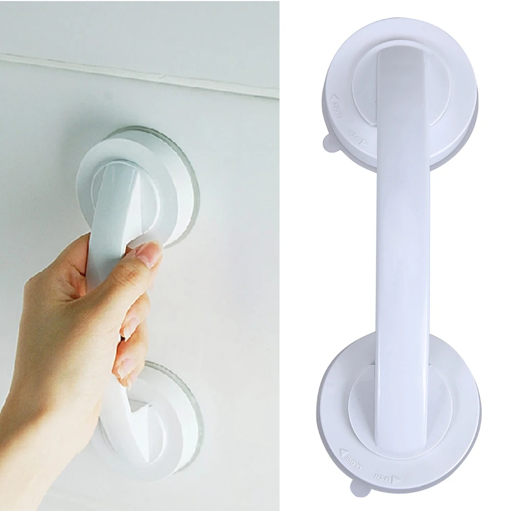 Anti-slip Handrail With Suction Cup No Drilling Shower Handle Offers Safe Grip for Safety Grab in Bathroom Bathtub Glass Door