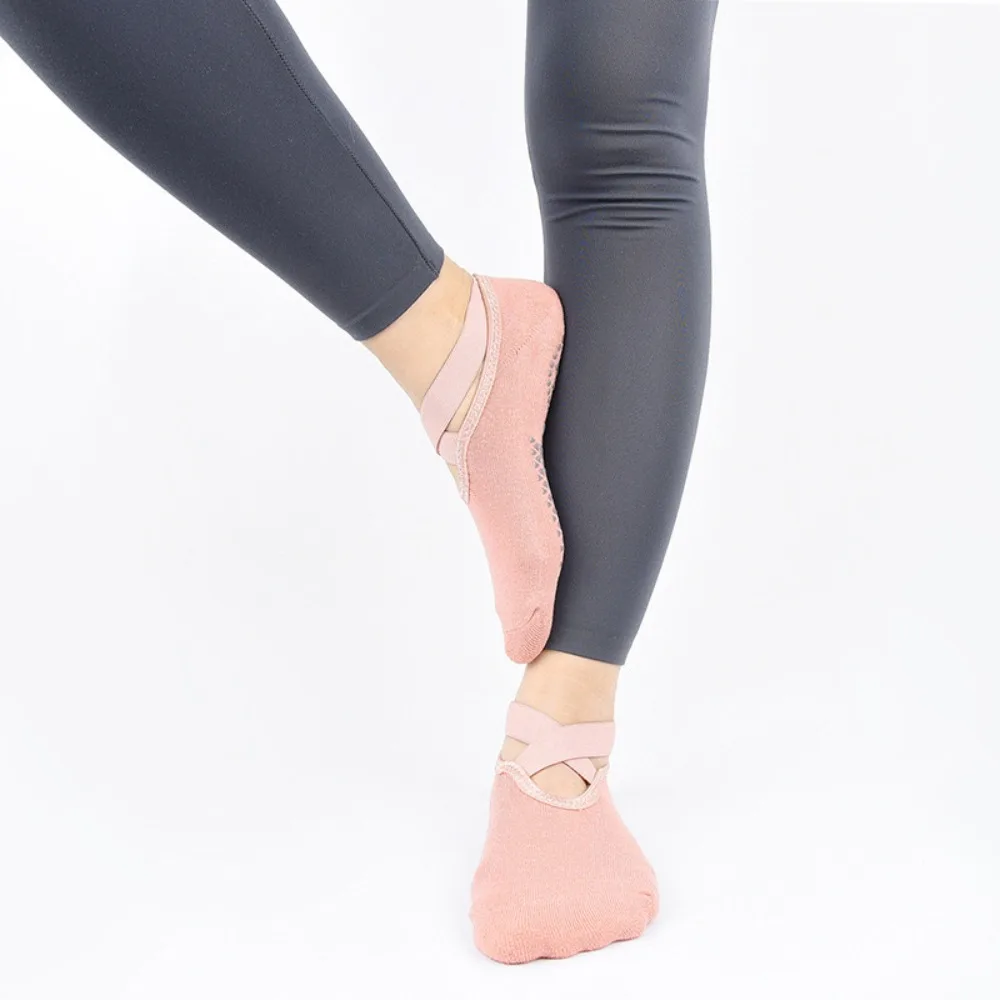 

New Nonslip Yoga Socks With Straps Silicone Grip Ballet Dance Socks Towel Texture Cotton Ballet Socks Yoga