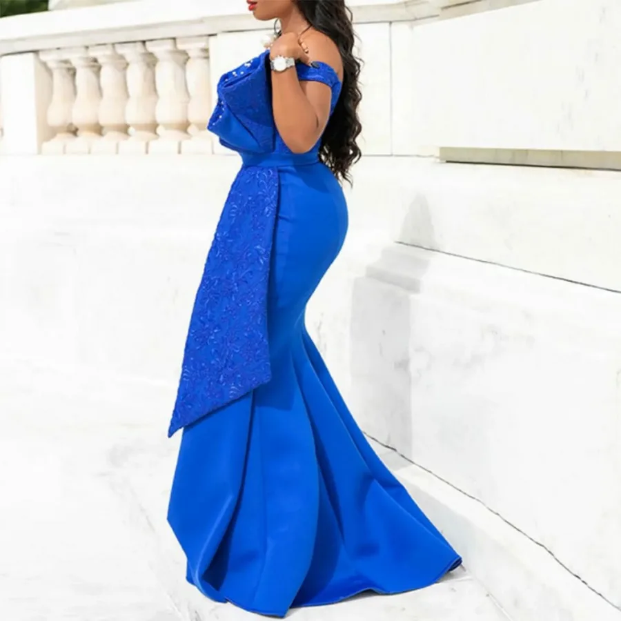 2024 Luxury Dresses Women Designers Beaded Off Shoulder Mermaid Skinny Prom Floor Length Evening Dinner Wedding Party Maxi Dress