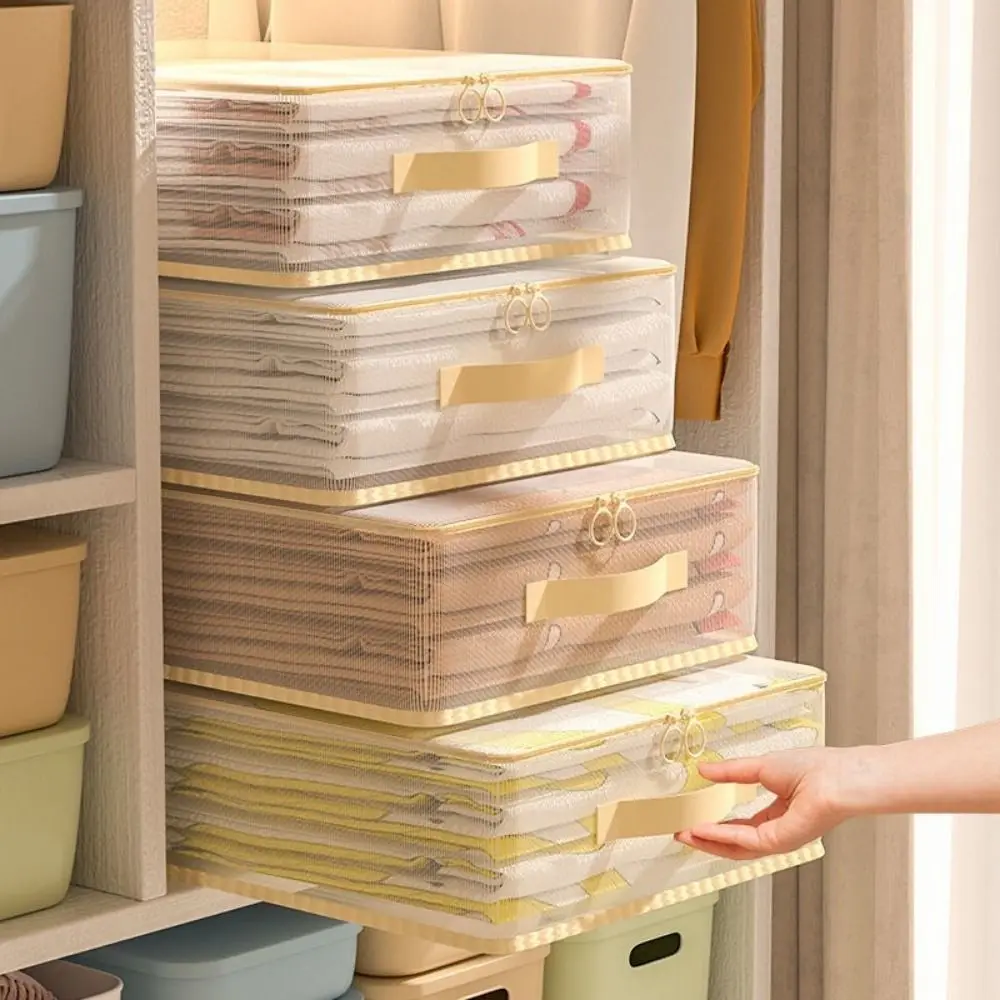 

2Pcs PVC Clothes Quilt Storage Bag Transparent Large Capacity Blanket Sorting Bags with Handle Waterproof Moving Packing Bag