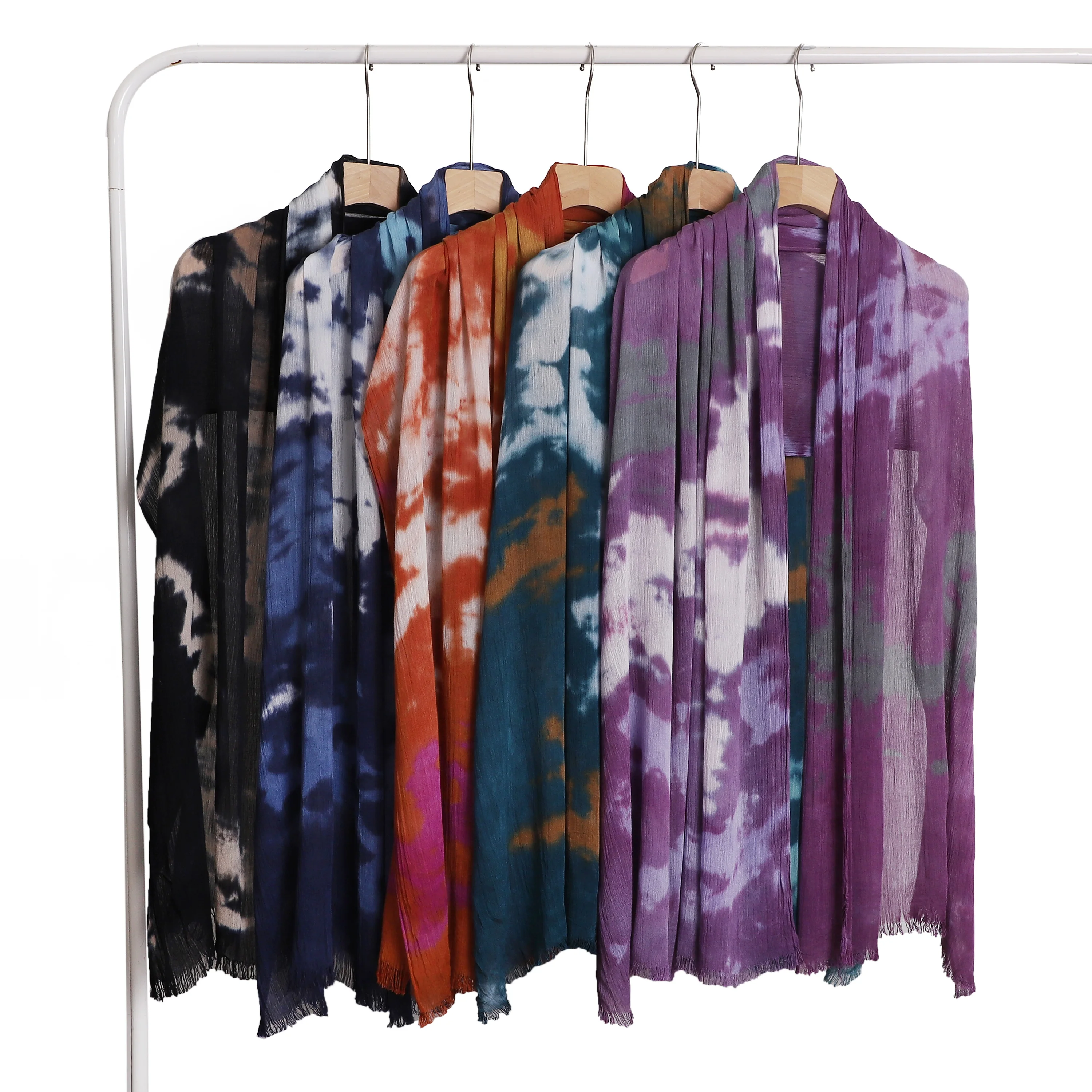 New Printing Style High Quality Tie Dye Hijab Long Scarf Women Colorful Soft Shawl Muslim Scarves Light Weight Summer Head Wraps