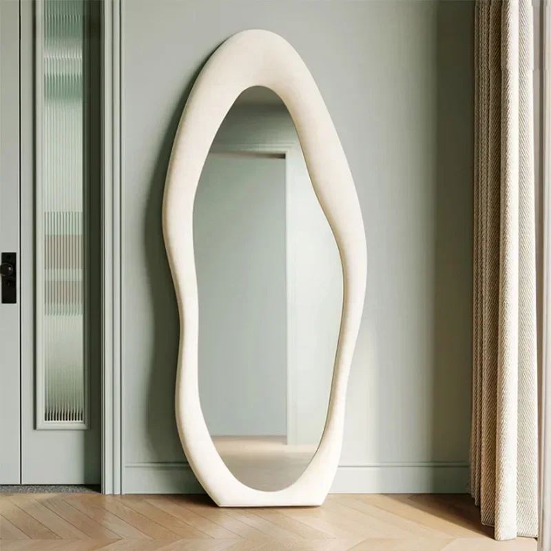 Modern Simple Full-Length Mirror Clothing Store Fitting Room Mirror Creative Cream style Irregular Shape Wall-Mounted HD Mirror