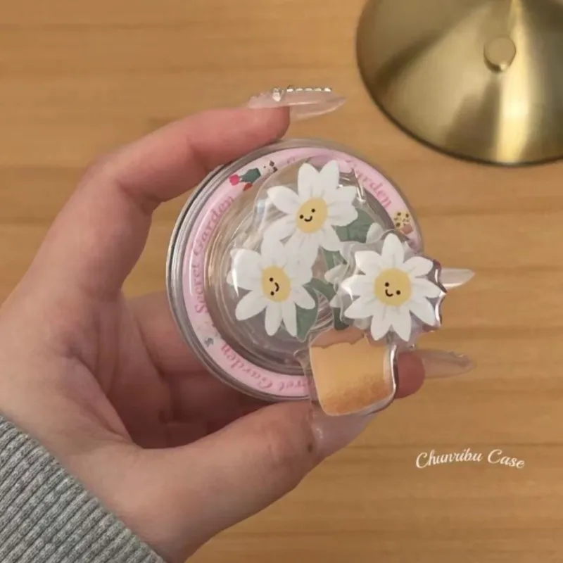 

Foldable Magnetic Stand for Kawaii IPhone 17 16 ProMax MagSafe Device - Transparent Yellow Vase Design
