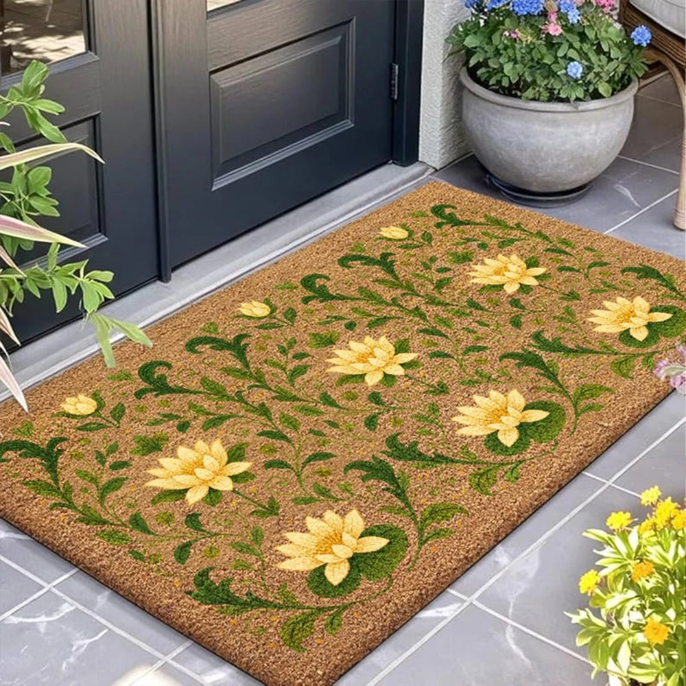 Home Textiles Images - Gentle Floral Mat Custom Carpet Pastel