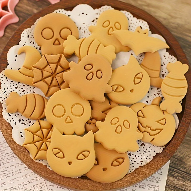1set Halloween Cookie Cutters Set Pumpkin Ghost Skull Bat Shape Biscuit Mold DIY Baking Pastry Decorating Tools For Home Kitchen - view 4