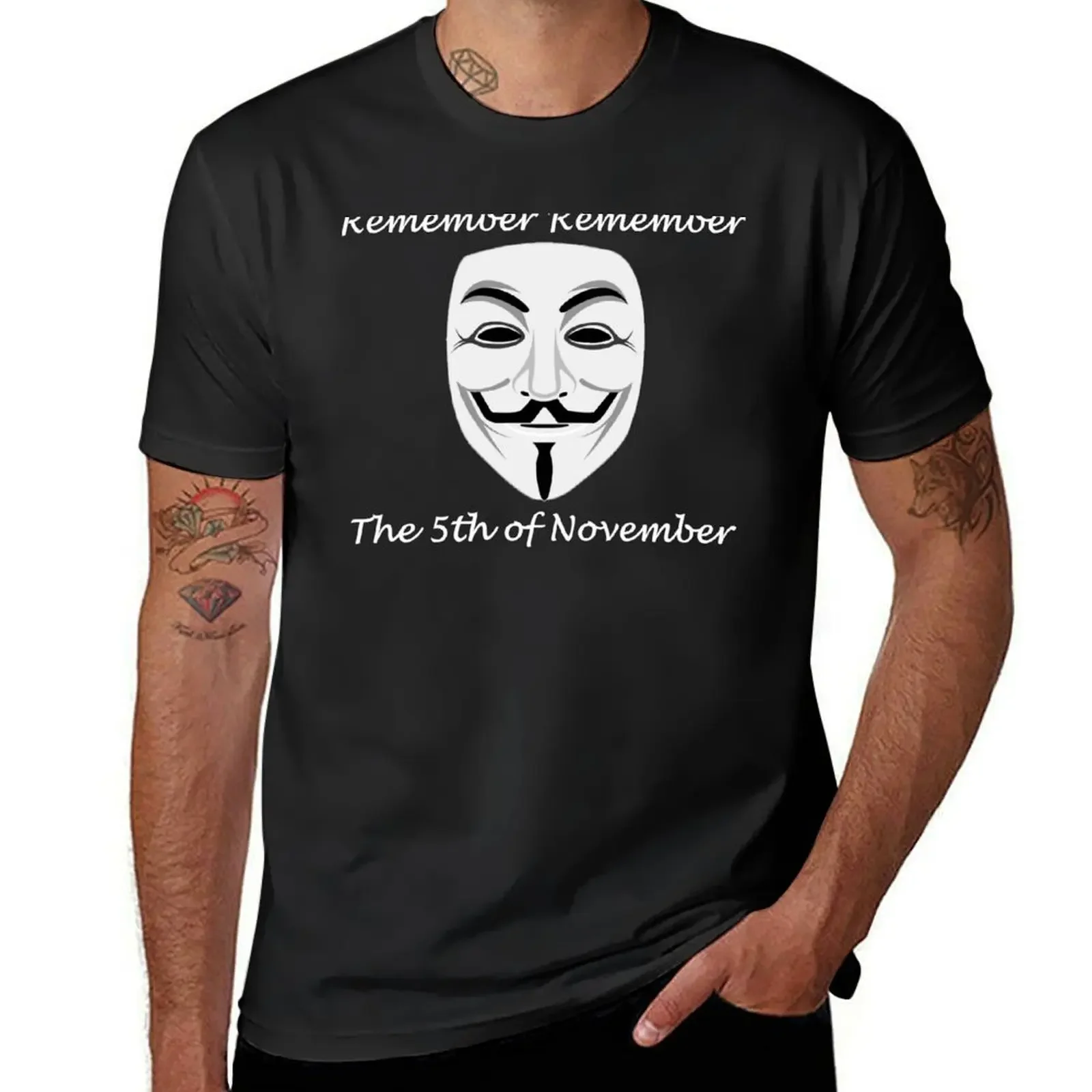 Guy Fawkes - Remember Remember T-Shirt Short sleeve tee blacks mens plain t shirts