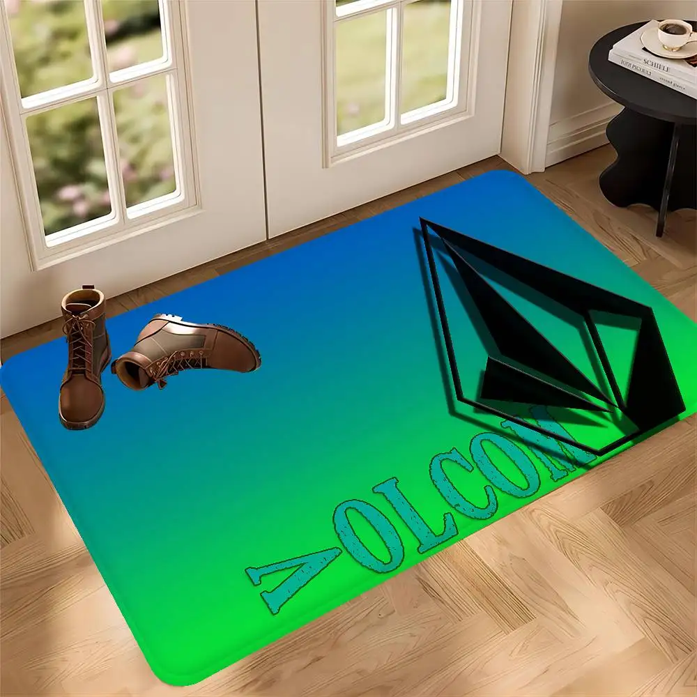 V-Volcom LOGO Fashion Door Mat Washable Non-Slip Living Room Sofa Chairs Area Mat Kitchen Doormat Area Rug