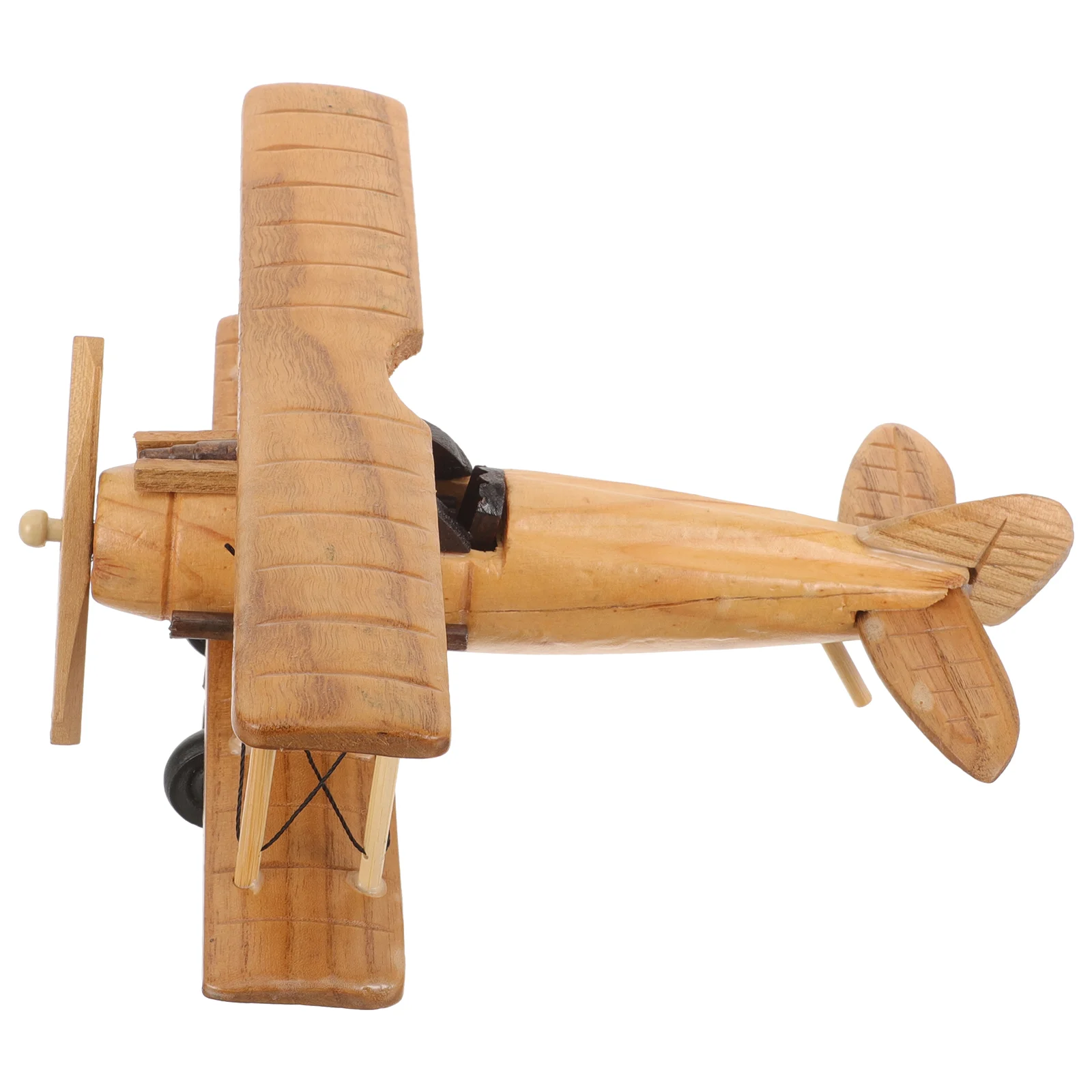 Retro Wooden Plane Vintage Airplane Model Boy Chic Adornment Miniature Lifelike Office Decoration