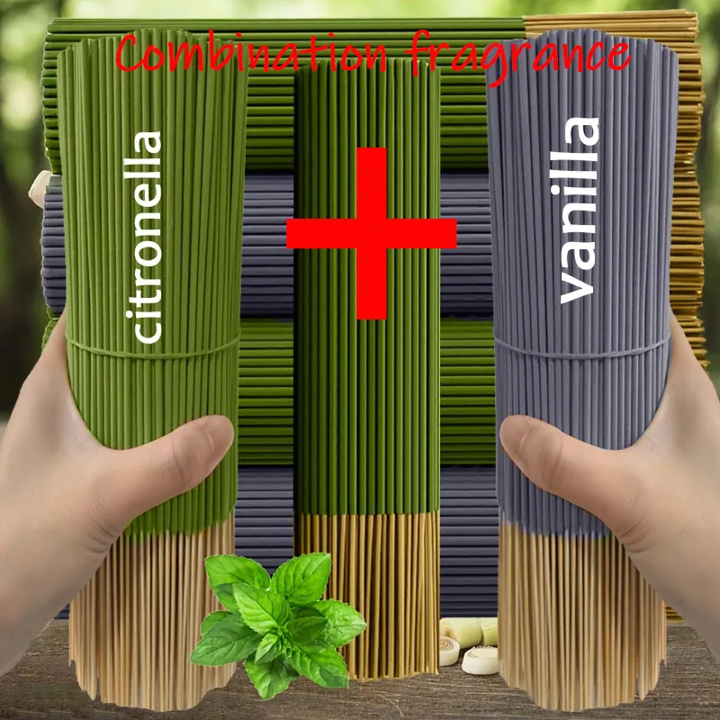 Bestseller [Aroma a hierba de limón + vainilla] Set de 400 varillas de incienso impregnadas con aceite esencial | Extiende el tiempo de combustión en 45 minutos, adecuado para el hogar, camping, patio, piscina y uso en exteriores. Aroma a madera artificial