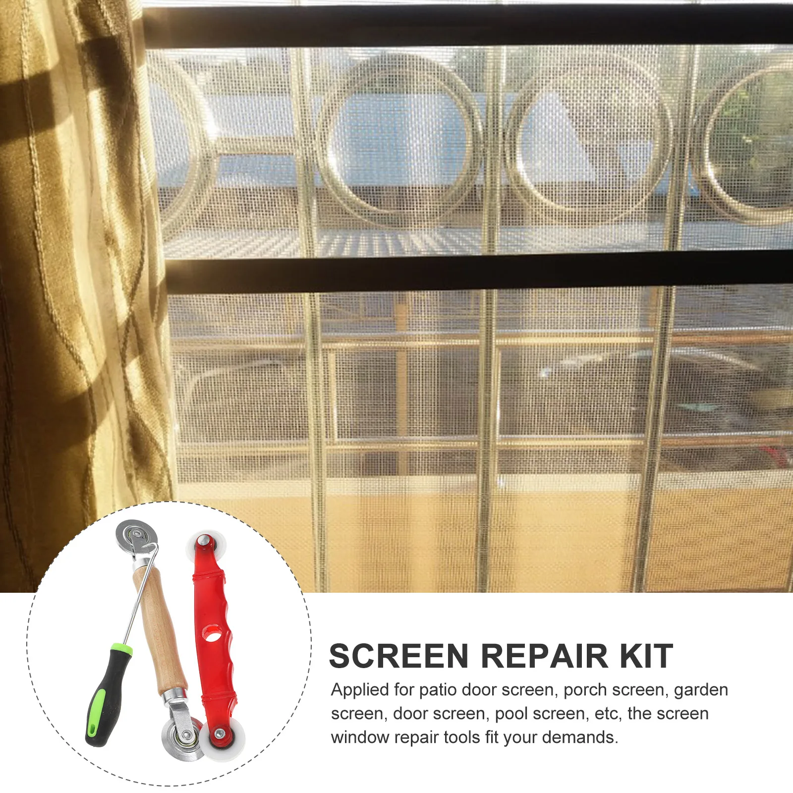 

1 set Screen Repair Tools Kit Double Headed Roller Bearing Window Door Patio Garden Pool Installation Removal Hardware