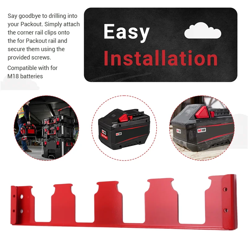 

【Today-Only!】4 Slots Battery Holder Toolbox Expansion Battery Holder Bracket Effortless Side Battery Storage Bracket