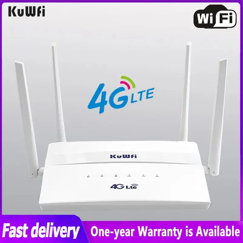 

KuWfi 4G Router 750Mbps Wireless LTE Router WiFi Hotspot With SIM Card Slot 2.4G & 5.8G Dual Band 4 Pcs Antenna Support 32 Users
