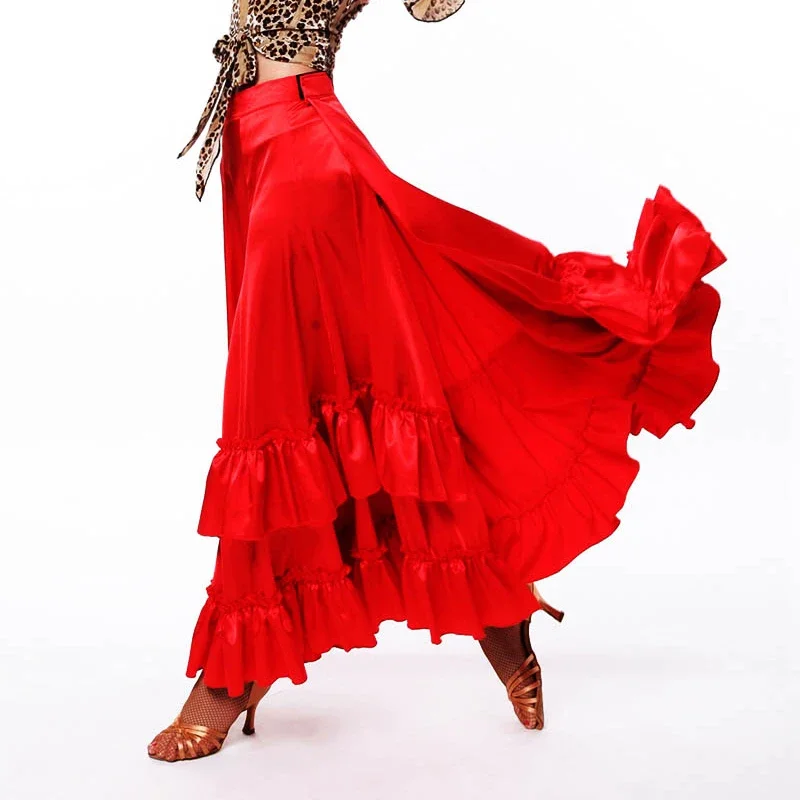 Jupe Flamenco robe femmes dame rouge scène Performance Costume salle de bal valse Dancewear Tango Flamenco danse Costume DL2876