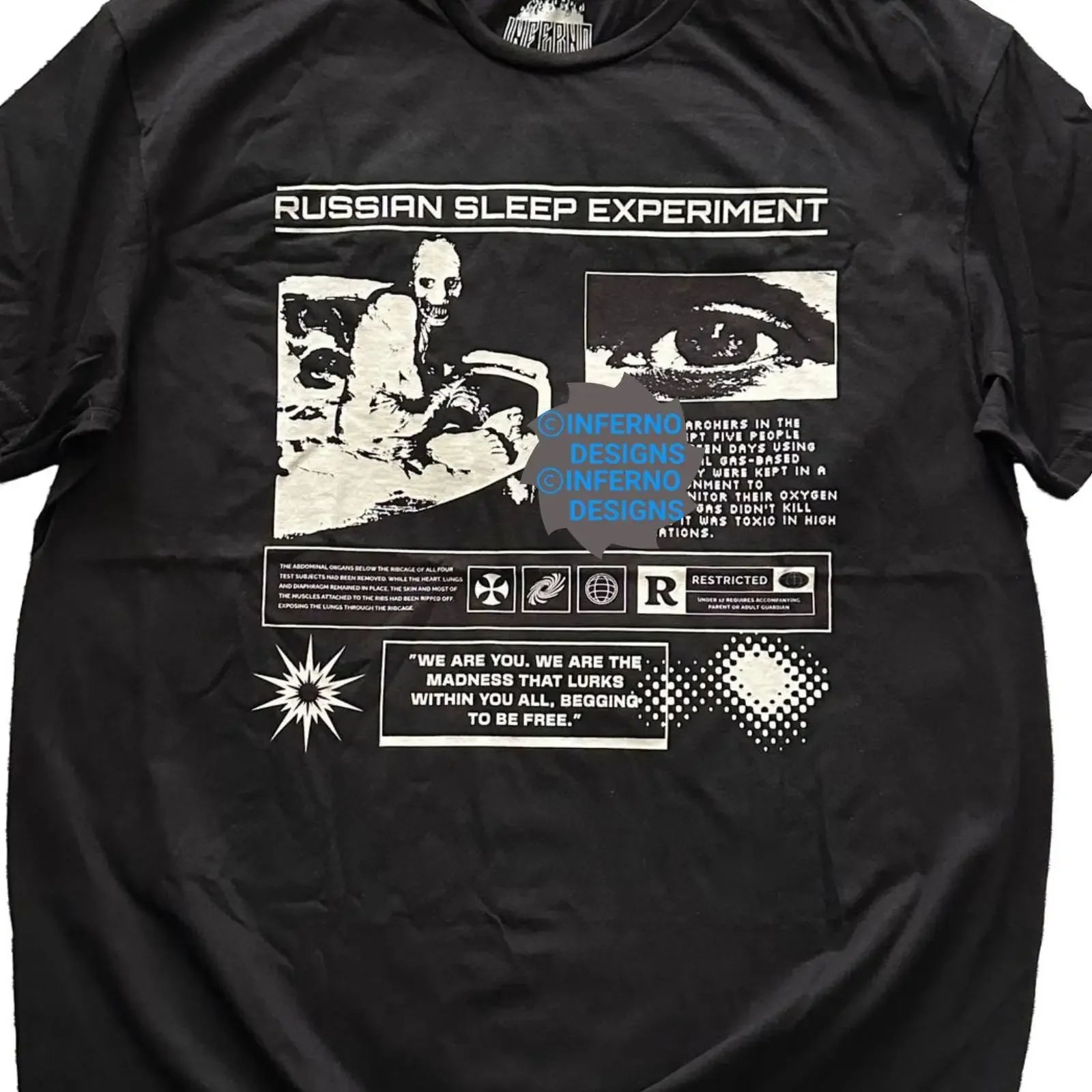 Russian Sleep ExperimenT T Shirt Y2K Grunge Creepypasta Halloween horror Mens vintage Washed Breathable fashion Soft Slightly