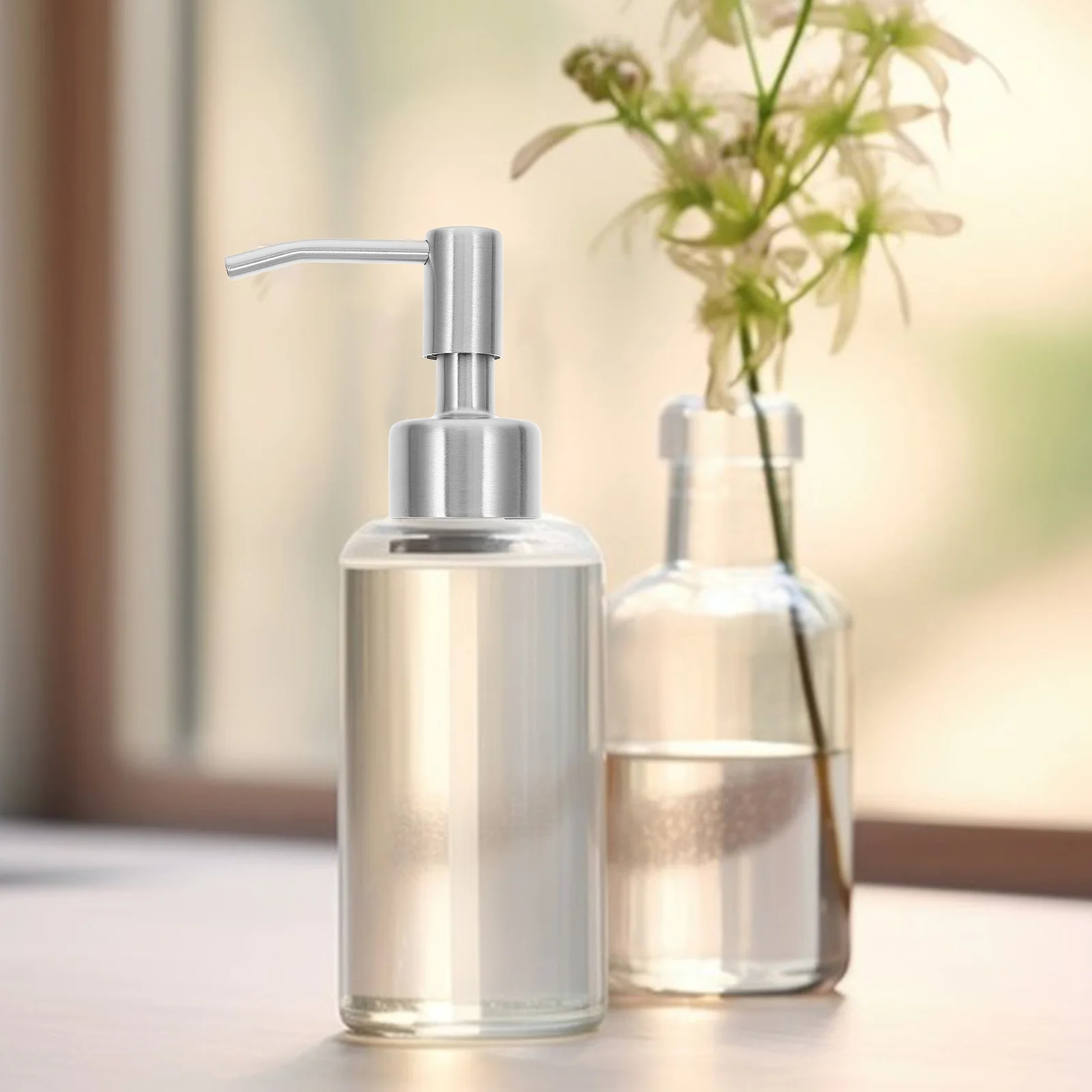 

2pcs Stainless Steel Pump Head Replacement For Lotion Soap Dispenser 32Mm Bottle Bathroom Hotel Use Universal Dispensing