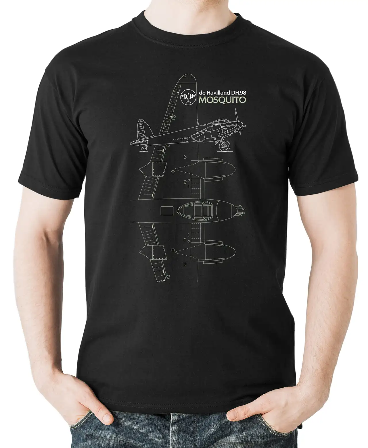 

WWII RAF De Havilland DH.98 Mosquito Combat Aircraft T-Shirt New 100% Cotton O-Neck Short Sleeve Casual Mens T-shirt Size S-3XL
