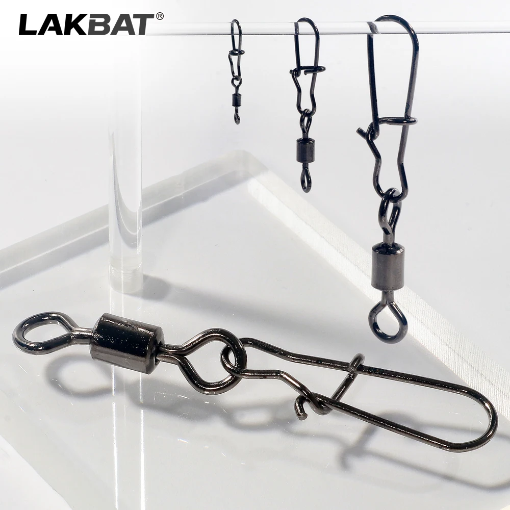 LAKBAT Edelstahl-Wirbelgelenk mit Kugellager, Angelzubehör, Drehgelenk, Multi-Spezifikationen-Kombi-Set – Detail 9