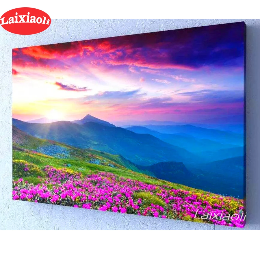 full daisy Diy diamond painting Wildflowers mountains, sky picture rhinestones embroidery diamond mosaic 5d cross stitch decor