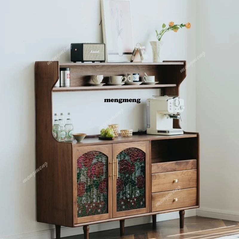 

Приставной шкаф Wuying Tiff, пристенный, для гостиной, из массива черного ореха, в стиле ретро, многофункциональный.