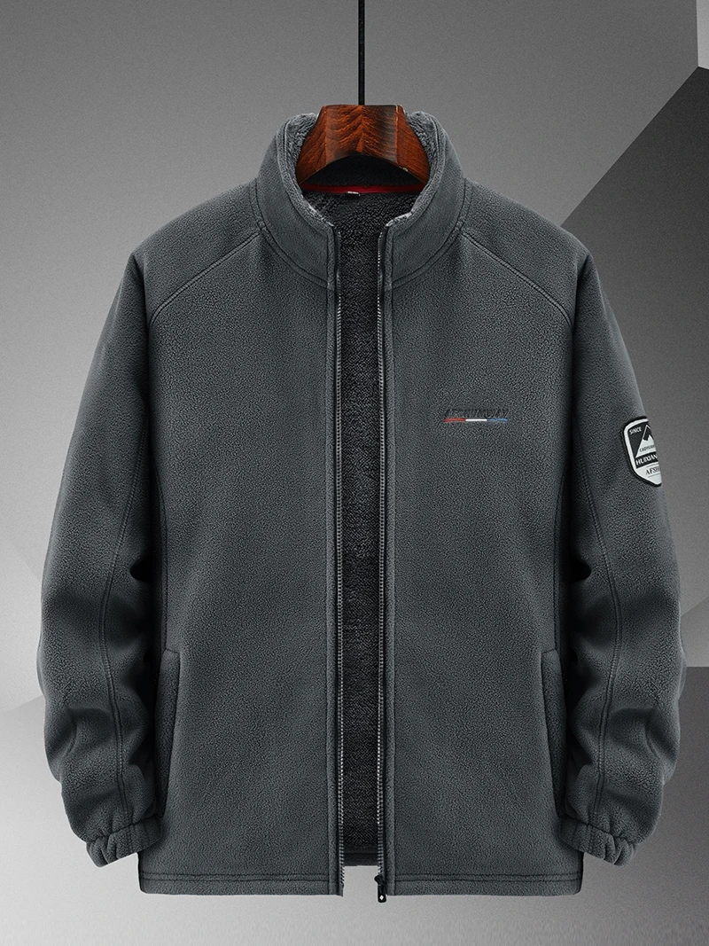 

Утепленная флисовая куртка для мужчин на осень-зиму с воротником на молнии, длинными рукавами, повседневная теплая куртка с карманами для активного отдыха и путешествий